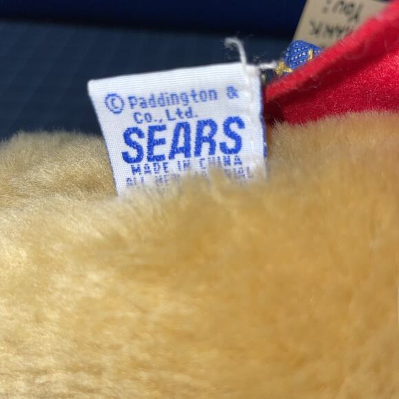 Paddington Bear Plush 15" Craftsman Denim Overall Hammer Sears Yellow Red Blue - Picture 4 of 6